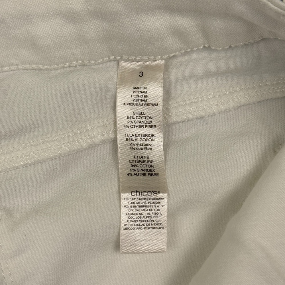 Chico's Womens Perfect Stretch Girlfriend Slim Leg Ankle Jeans US Size 16 White - Picture 4 of 13